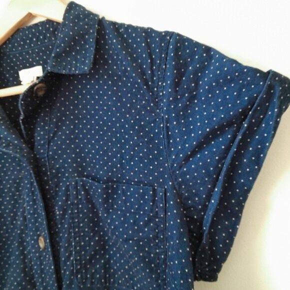 J. CREW Popover Corduroy Mini Polka Dot Tunic Shirt Dress sz: M - Picture 3 of 8